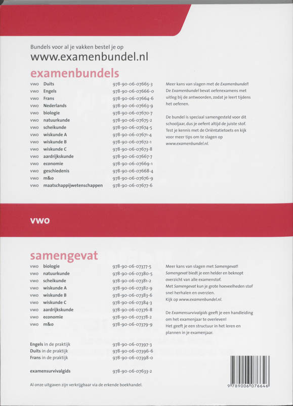Achterkant van Frans Vwo