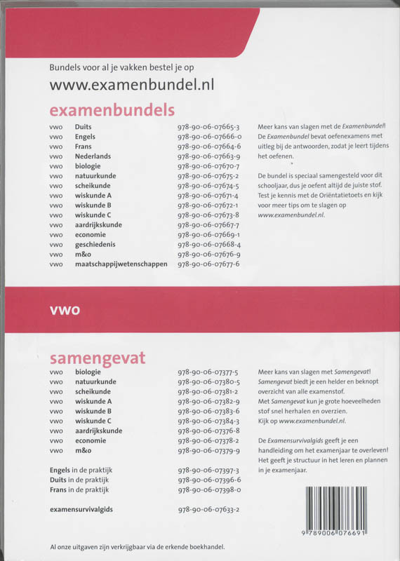 Achterkant van Examenbundel 2011/2012 Economie Vwo