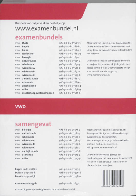 Achterkant van Biologie vwo 2011/2012