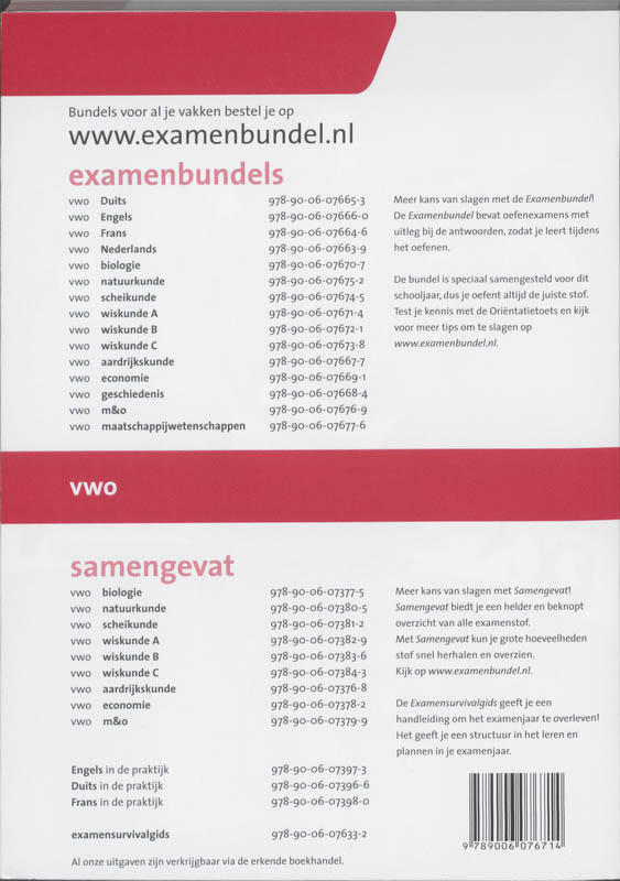 Achterkant van Vwo Wiskunde A