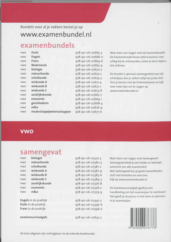 Achterkant van Maatschappijwetenschappen vwo 2011/2012