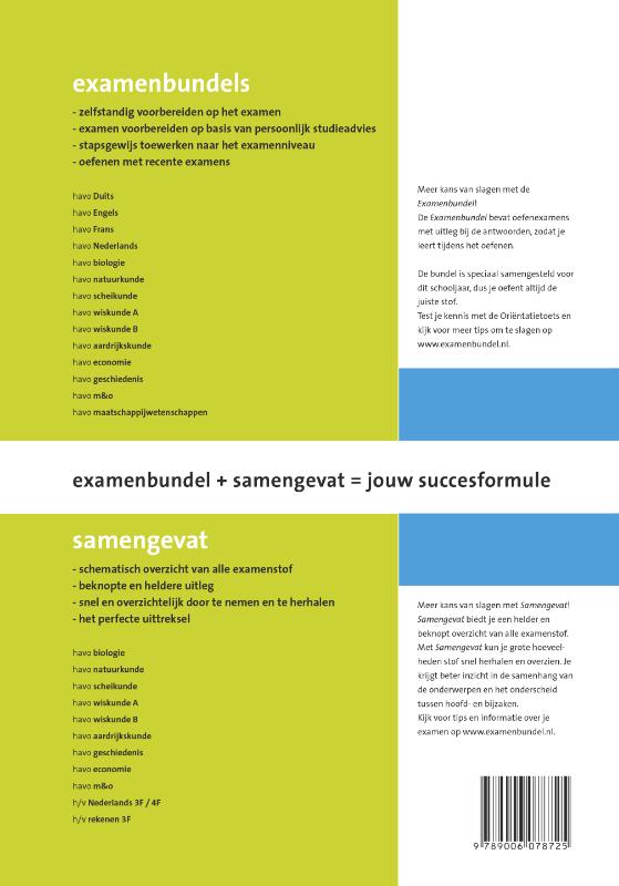 Achterkant van Samengevat havo Wiskunde A