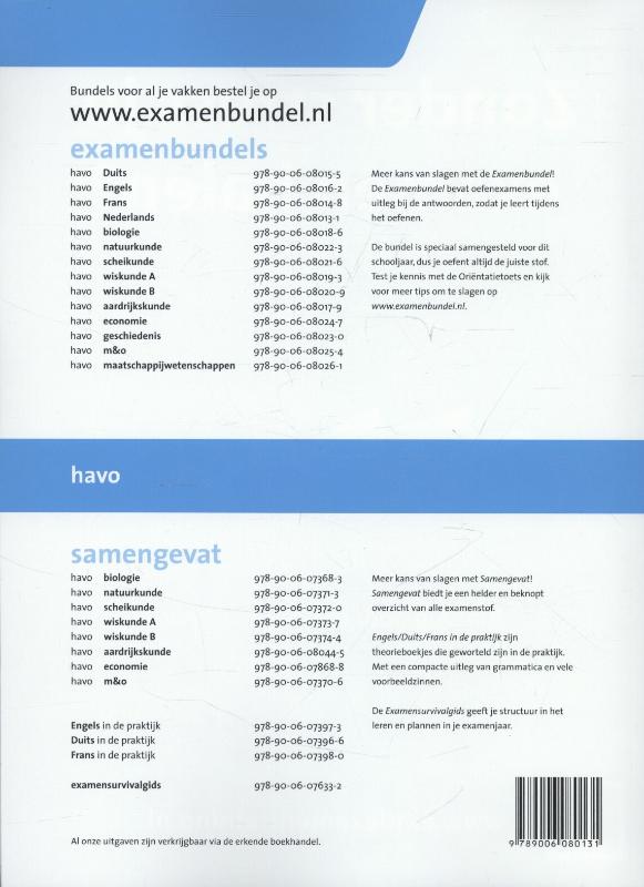 Achterkant van 2013/2014 havo Nederlands
