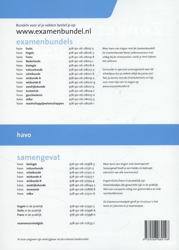 Achterkant van Havo Frans 2013/2014