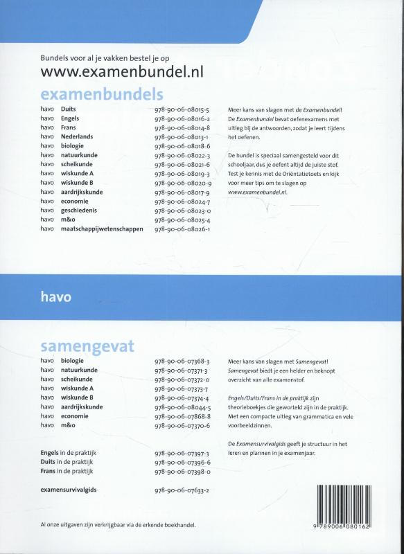 Achterkant van 2013/2014 Havo Engels