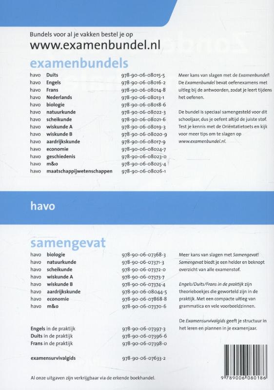 Achterkant van 2013/2014 havo biologie