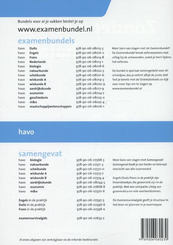 Achterkant van 2013/2014 havo geschiedenis