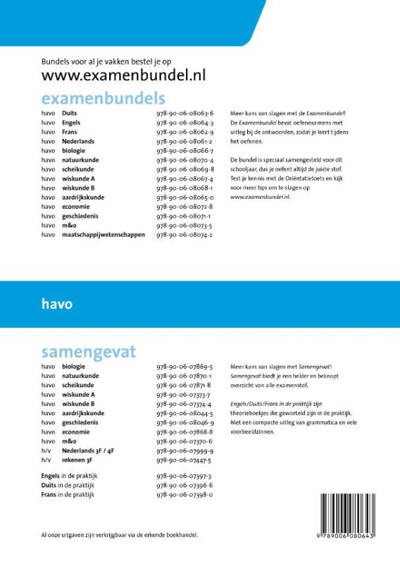 Achterkant van Havo 2014/2015