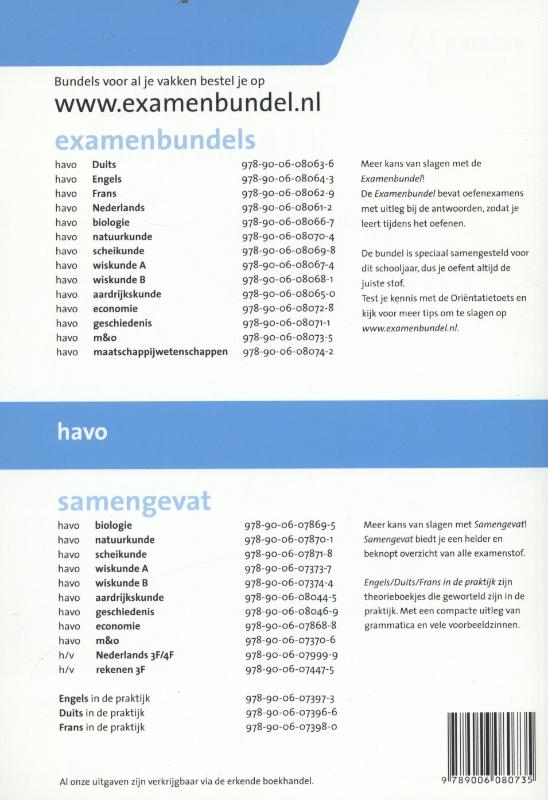 Achterkant van Havo 2014/2015