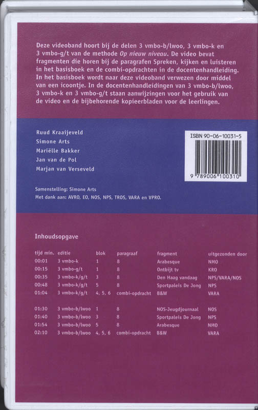 Achterkant van 3 Vmbo