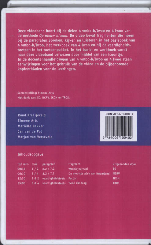 Achterkant van 4 Vmbo-B/lwoo