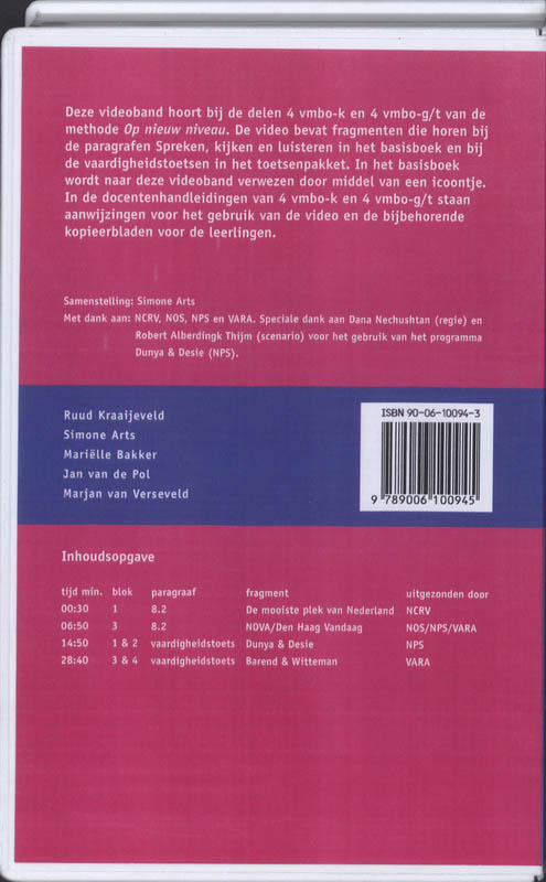 Achterkant van 4 Vmbo-K/G/T