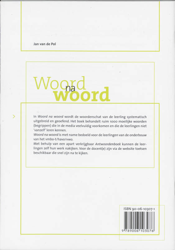Achterkant van Woord na woord