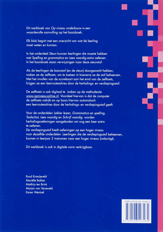 Achterkant van Differtiatieboek Lineair