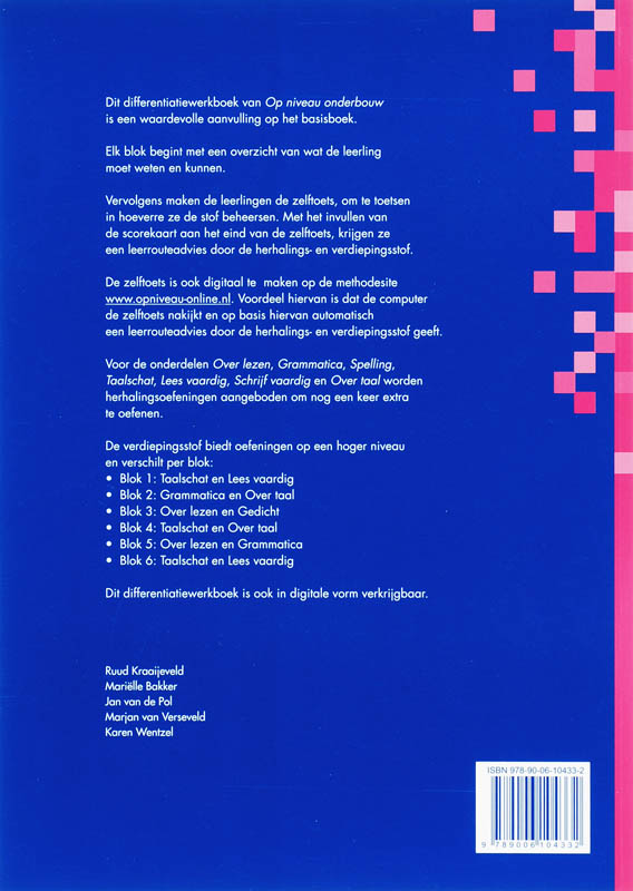 Achterkant van Differtiatieboek Lineair