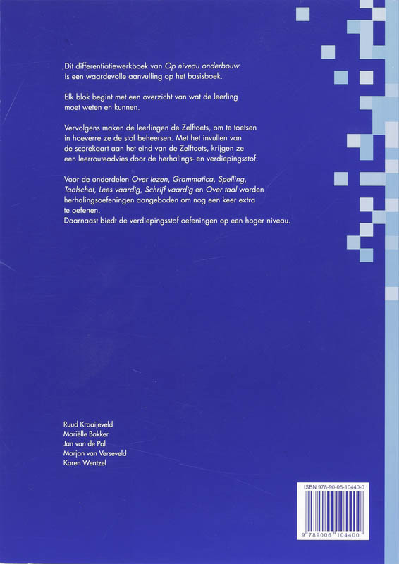 Achterkant van Differentiatieboek Lineair