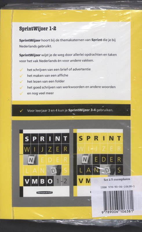 Achterkant van Vmbo Sprintwijzer 1/2 (set 5 ex)