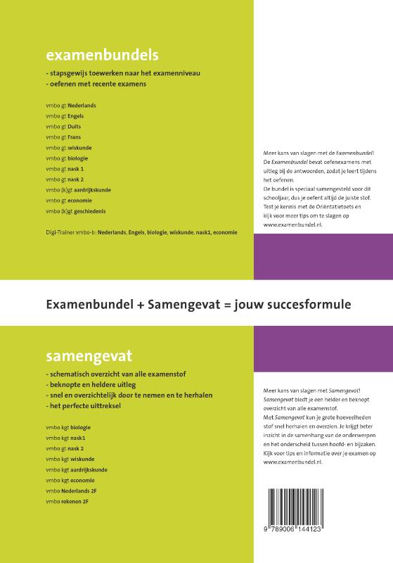 Achterkant van Vmbo/gt/mavo