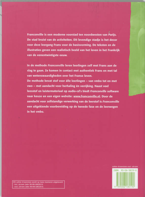 Achterkant van Cahier d'exercices