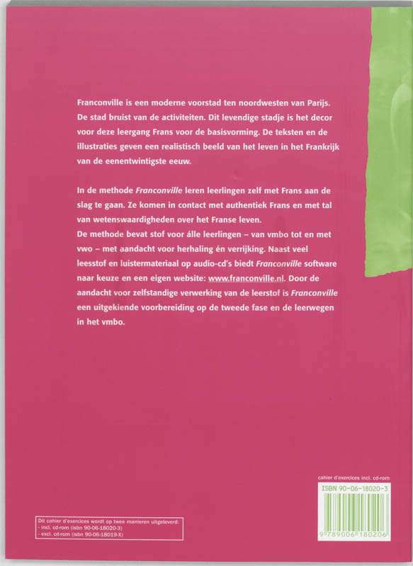 Achterkant van Cahier d'exercices