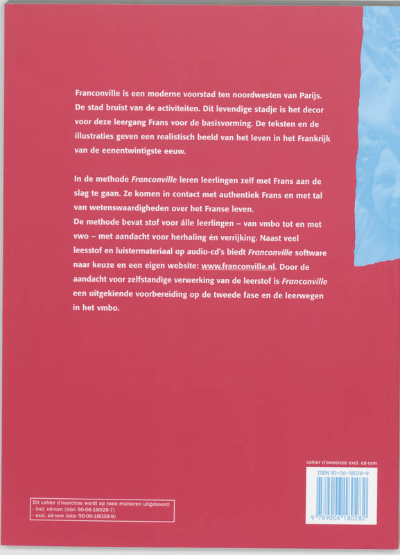 Achterkant van Cahier d'exercices