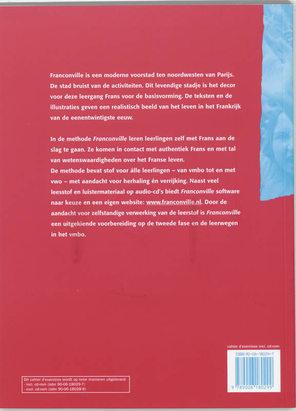 Achterkant van Cahier d'exercices