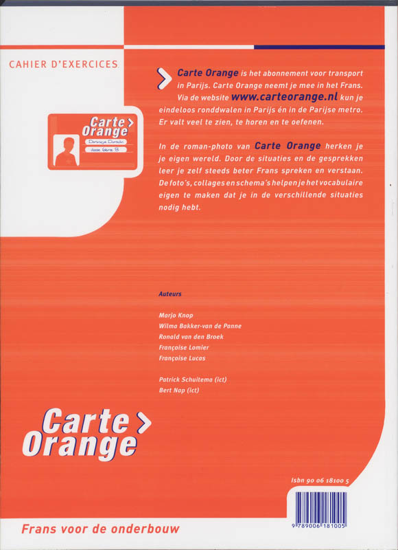 Achterkant van Cahier d'exercices