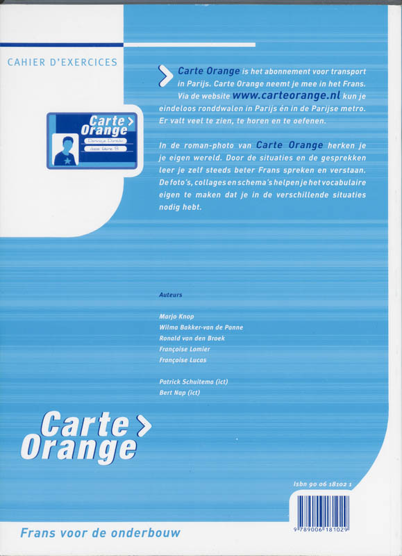Achterkant van Cahier d'exercices