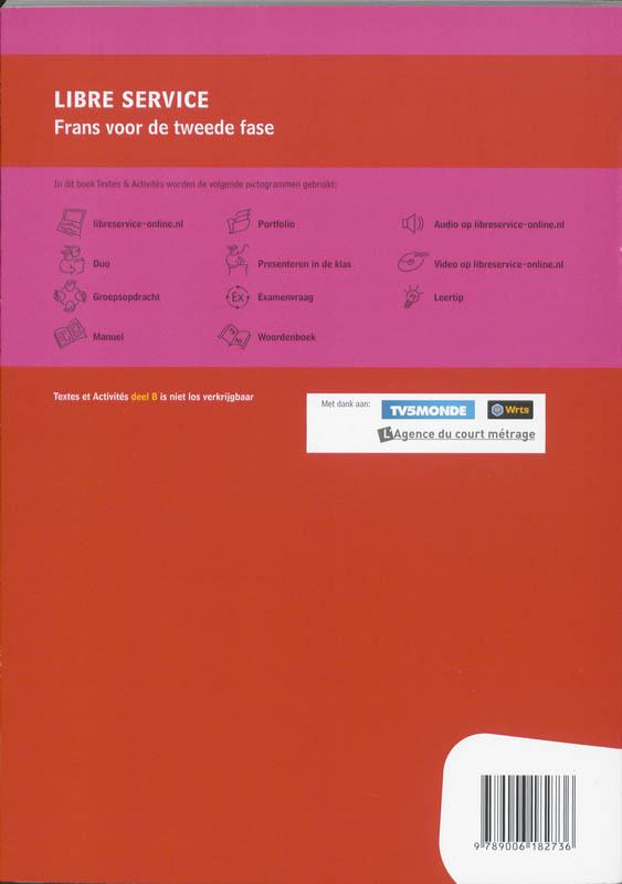 Achterkant van Libre Service - derde editie - Textes & Activités 5 VWO deel A + B