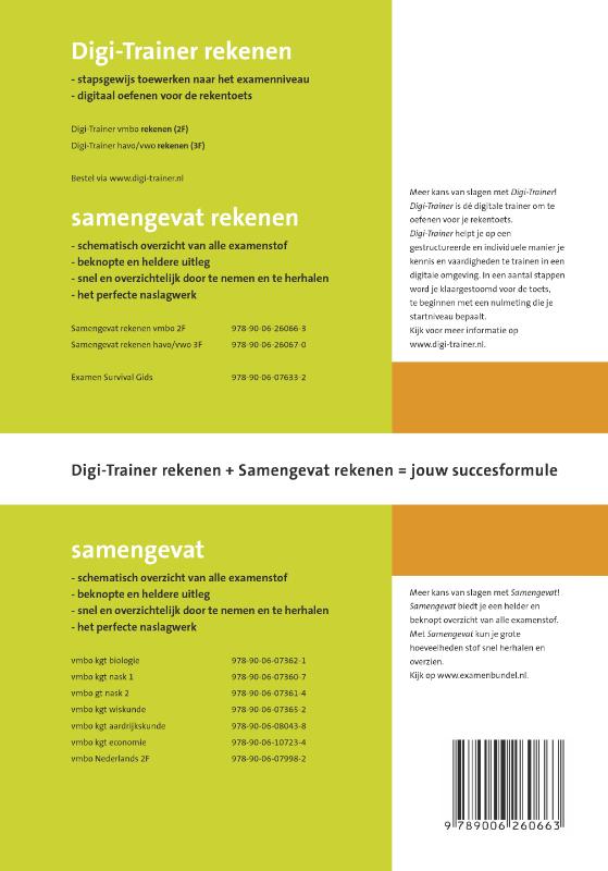 Achterkant van VMBO Rekenen 2F