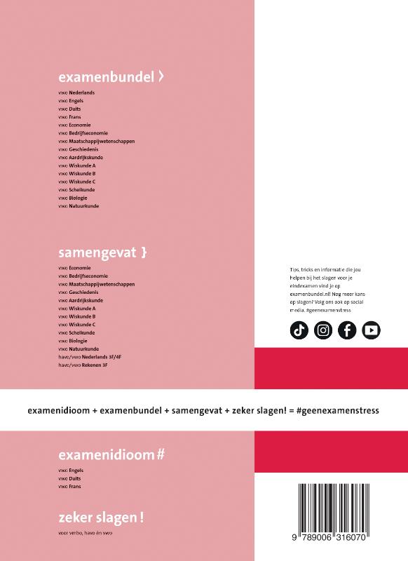 Achterkant van Examenbundel online + boek vwo Nederlands 2024/2025