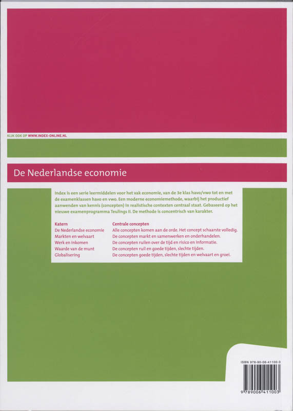 Achterkant van Index 2e fase havo De Nederlandse economie