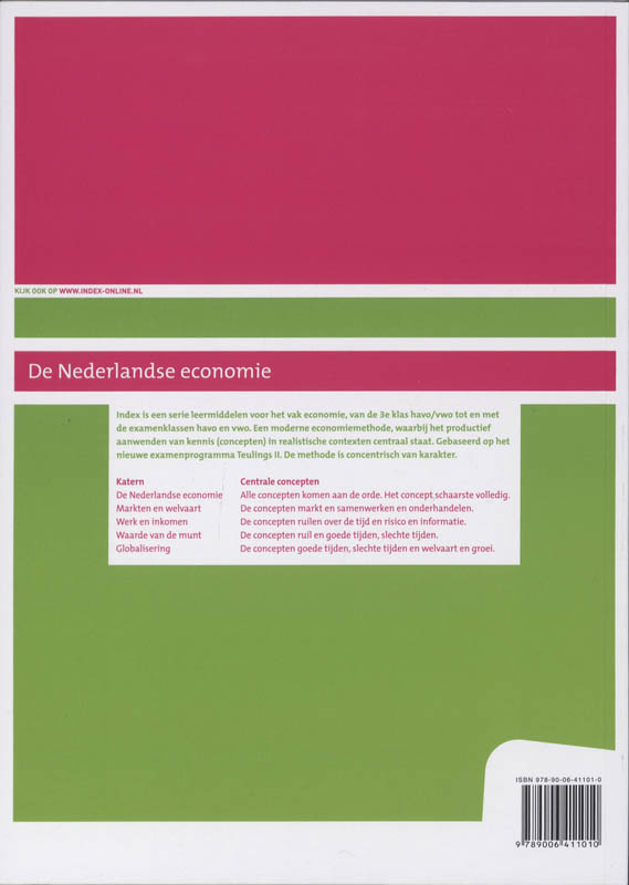 Achterkant van Index 2e fase havo Markten en Welvaart