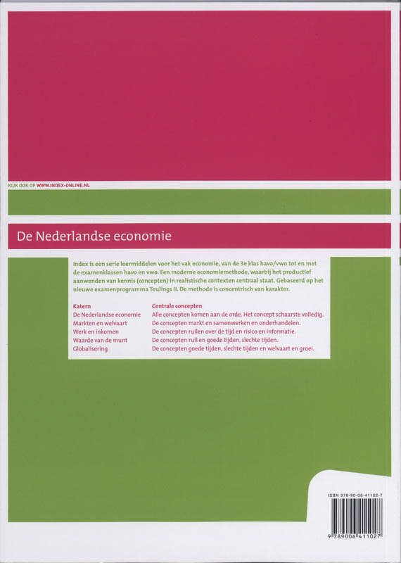 Achterkant van Index 2e fase havo Werk en Inkomen