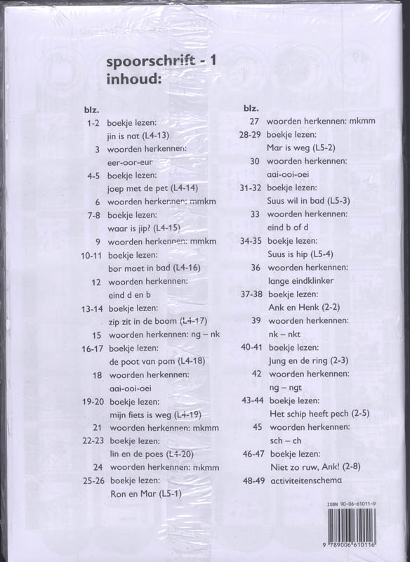 Achterkant van Spoorschrift 1 (set a 5 ex) jaargroep 3