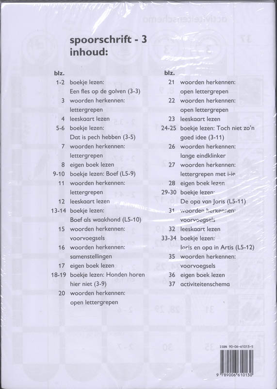Achterkant van Spoorschrift 3 (set a 5 ex) jaargroep 3