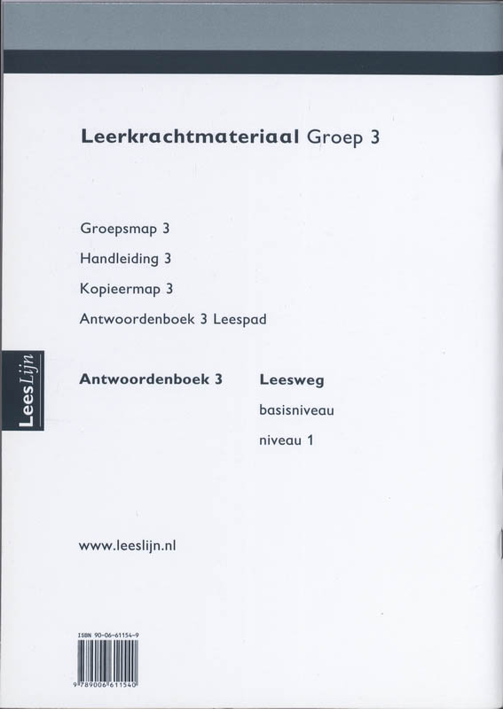Achterkant van Leeslijn Nieuw Leesweg Antwoordenboek 3