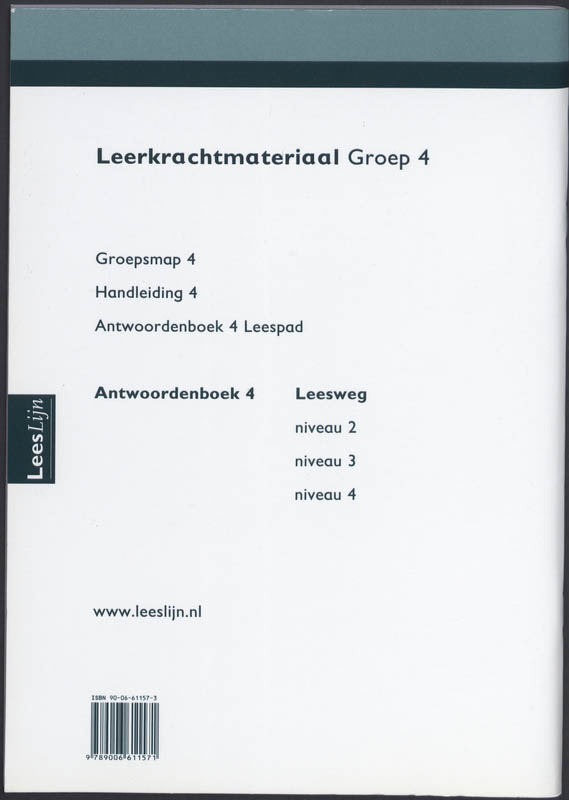 Achterkant van Leeslijn Nieuw Leesweg Antwoordenboek 4