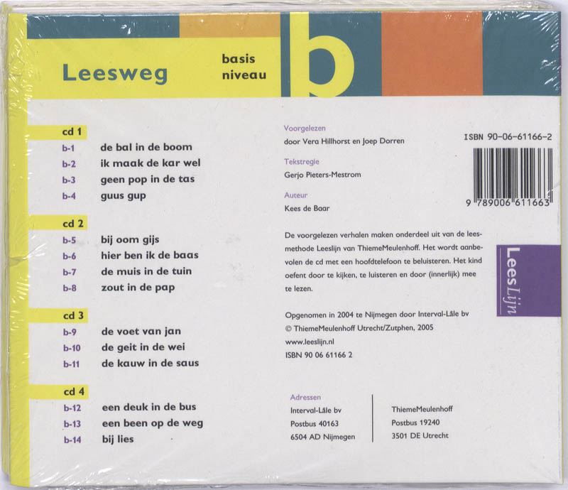 Achterkant van Leeslijn Nieuw Leesweg meelees cd's basisniveau B