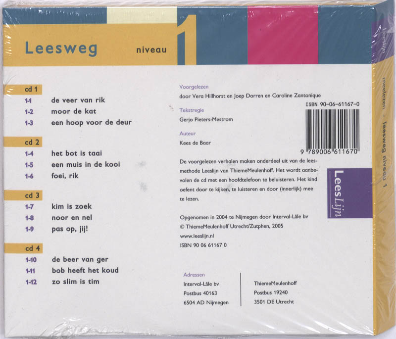 Achterkant van Leeslijn Nieuw Leesweg meelees cd's leesboeken 1