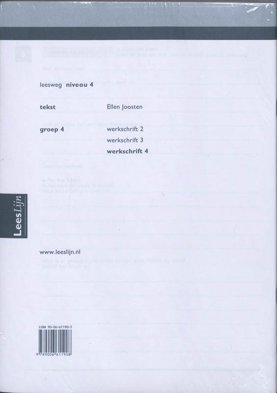 Achterkant van Leeslijn Nieuw Leesweg werkschrift 4 (set 5 ex)