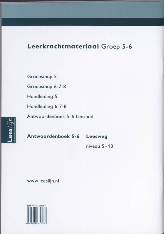 Achterkant van Leeslijn Nieuw Leesweg Antwoordenboek 5/6