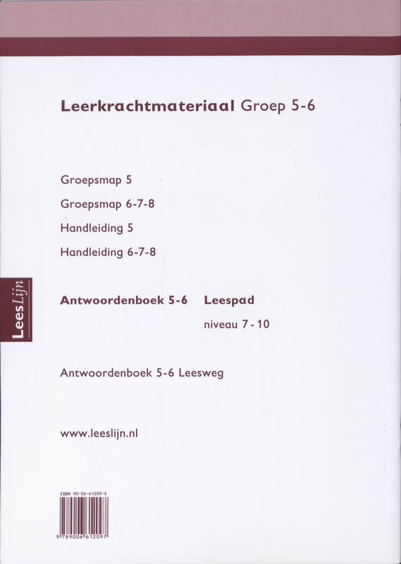 Achterkant van Leeslijn Nieuw Leespad Antwoordenboek 5/6