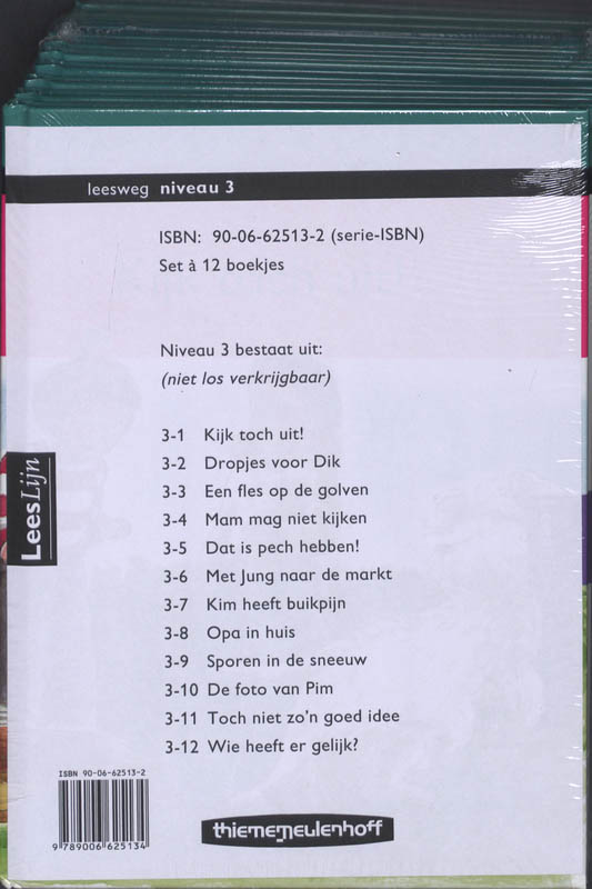 Achterkant van Leeslijn Nieuw Leesweg leesboeken 3 (set 12 bkn)