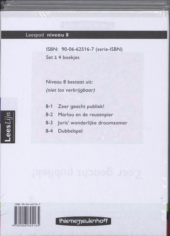 Achterkant van Leeslijn Nieuw Leespad niveau 8 (set 4 boeken)