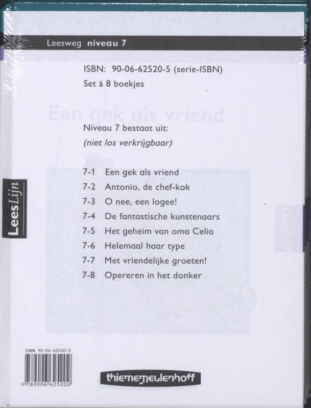 Achterkant van Leeslijn Nieuw Leesweg niveau 7 (set 8 boeken)