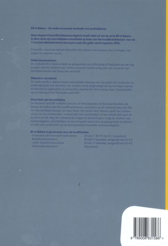 Achterkant van Leerwerkboek rekenvaardigheid