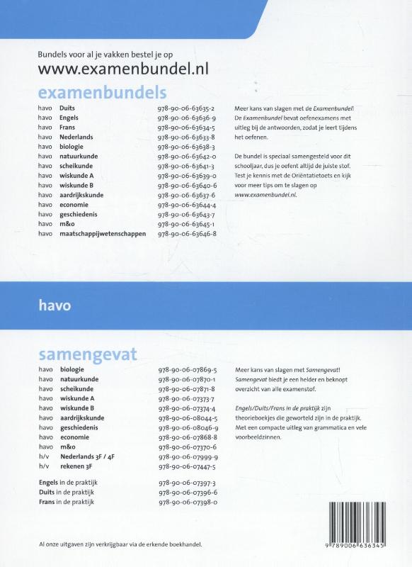 Achterkant van Havo Frans 2015/2016