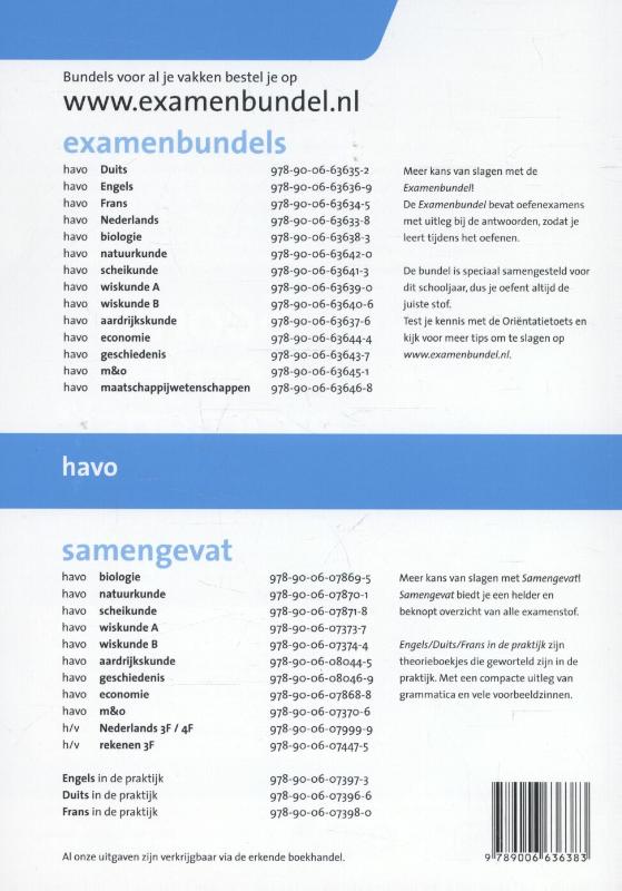 Achterkant van Havo Biologie 2015/2016