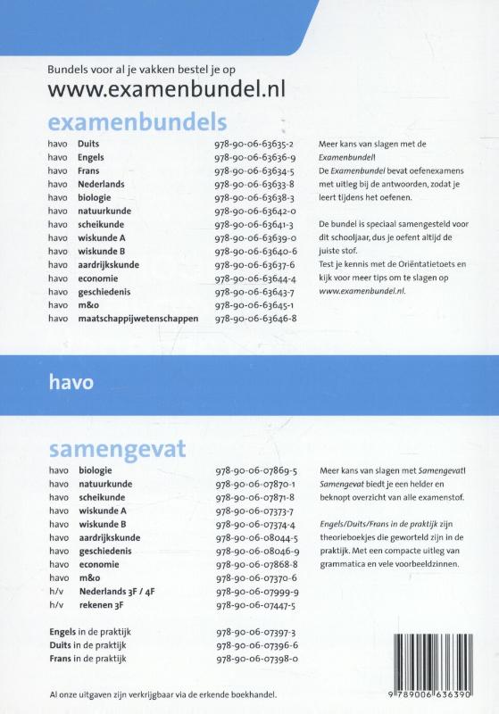 Achterkant van Havo; Wiskunde A; 2015/2016